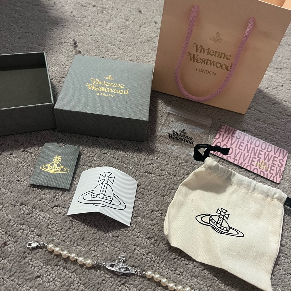 Vivienne Westwood Silver and Pearl Orb Bracelet